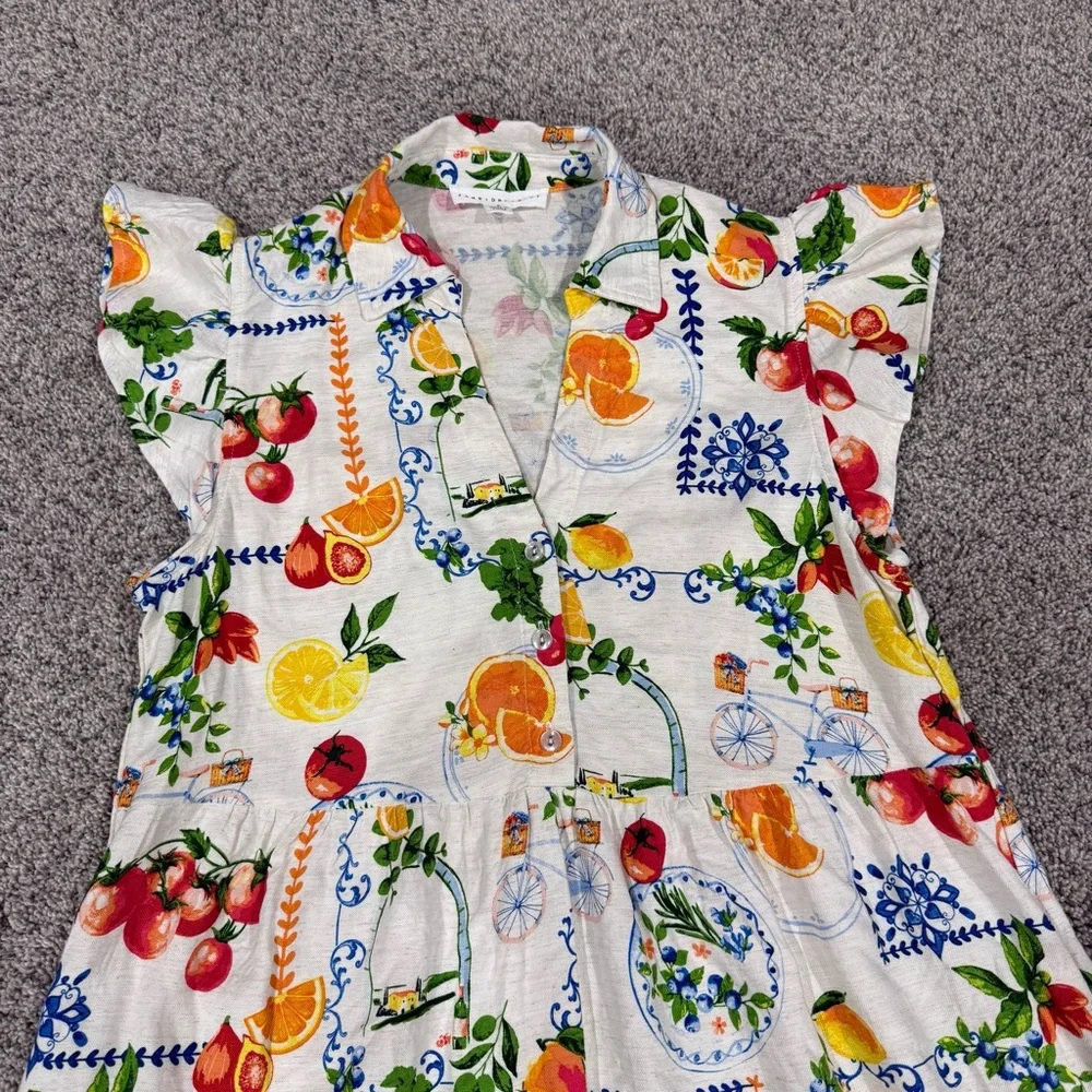 Jane Delancey Colorful Printed Maxi Linen Blend Dress Cottage Picnic Women’s S - Picture 3 of 11